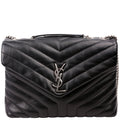 SAINT LAURENT Loulou Satchel Medium Black 487216