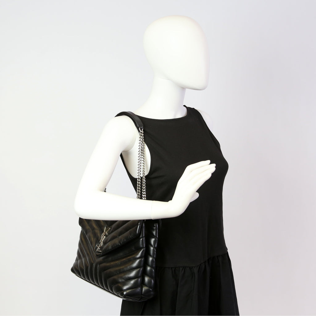 SAINT LAURENT Loulou Satchel Medium Black 487216