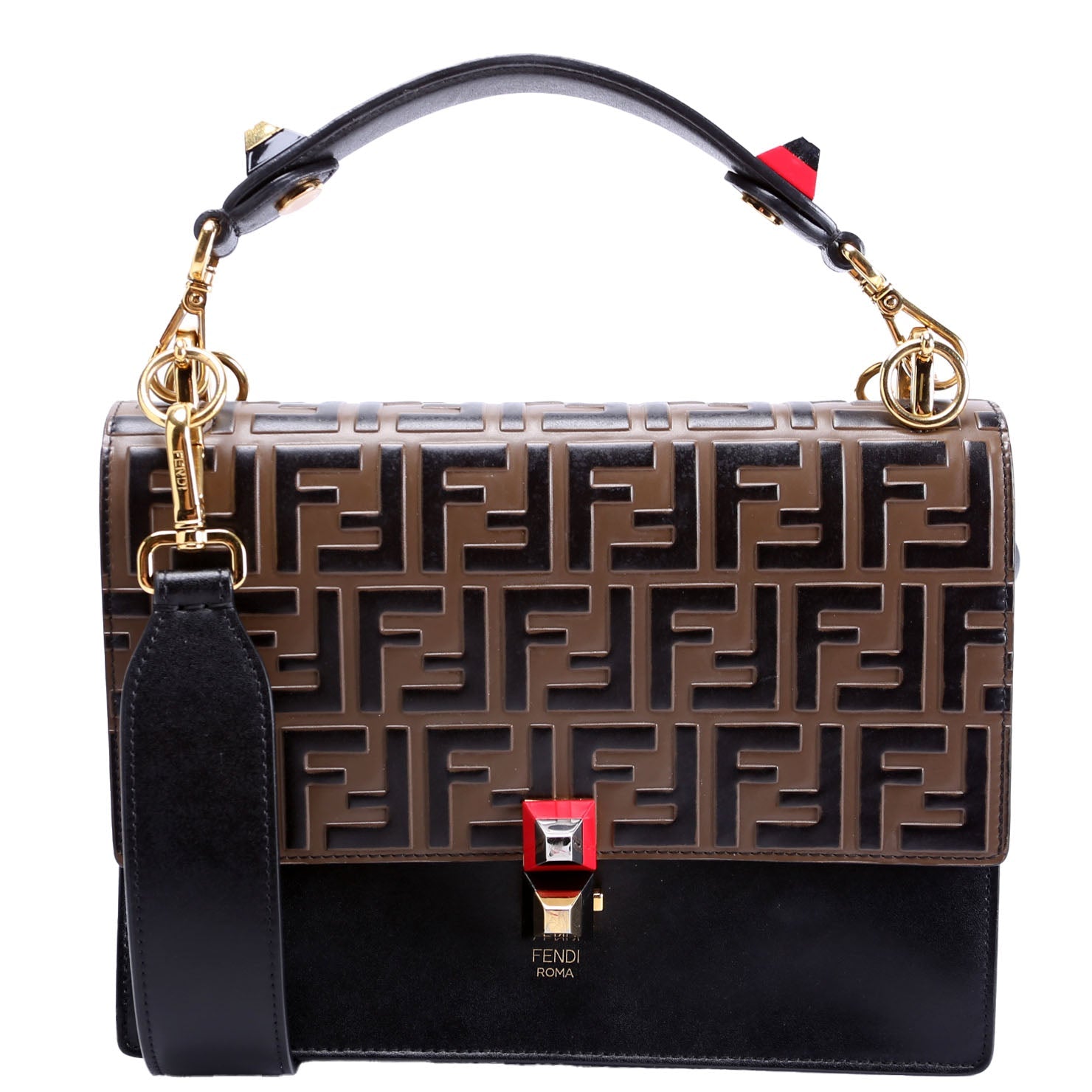 8BT283 Kan I FF Leather Shoulder Bag