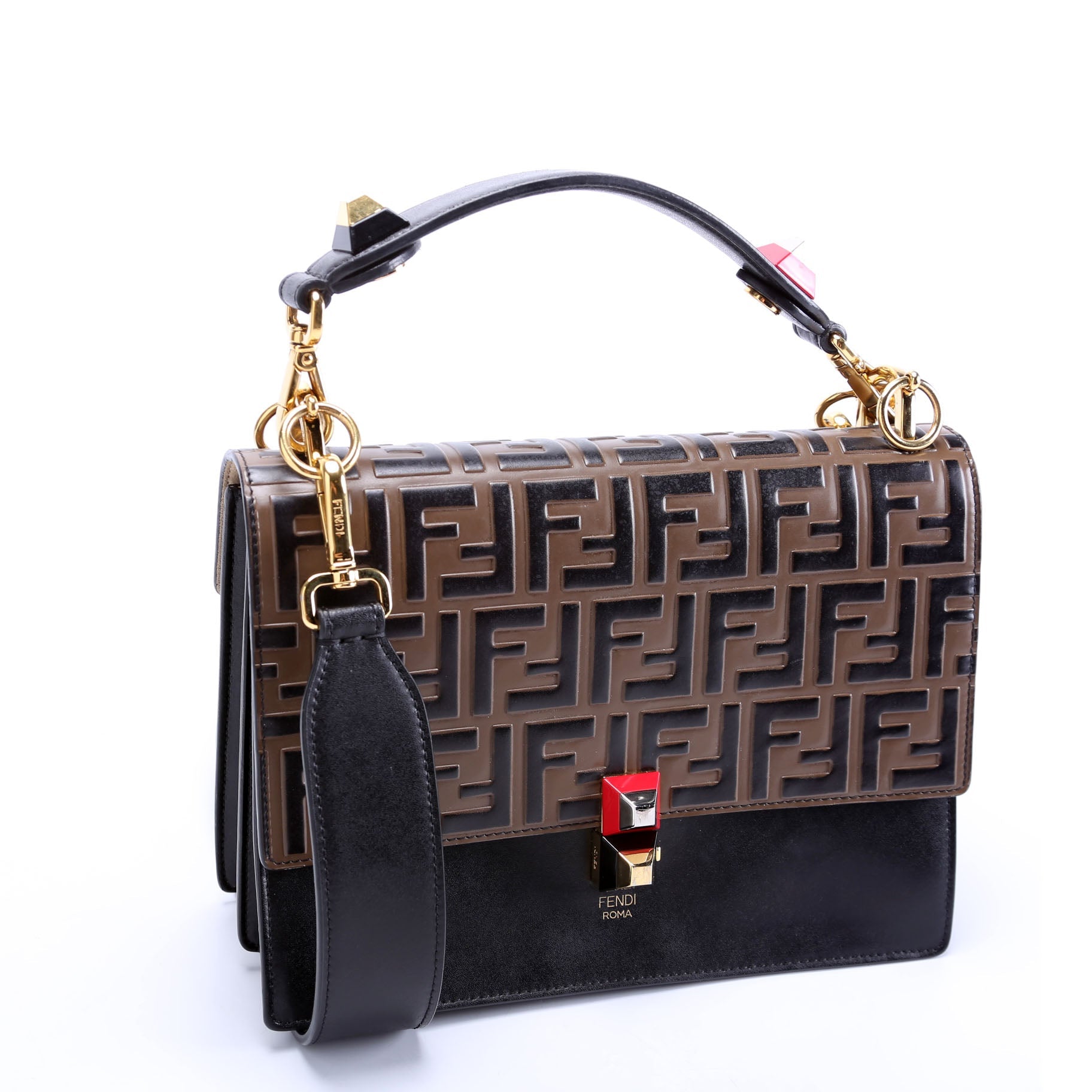 8BT283 Kan I FF Leather Shoulder Bag