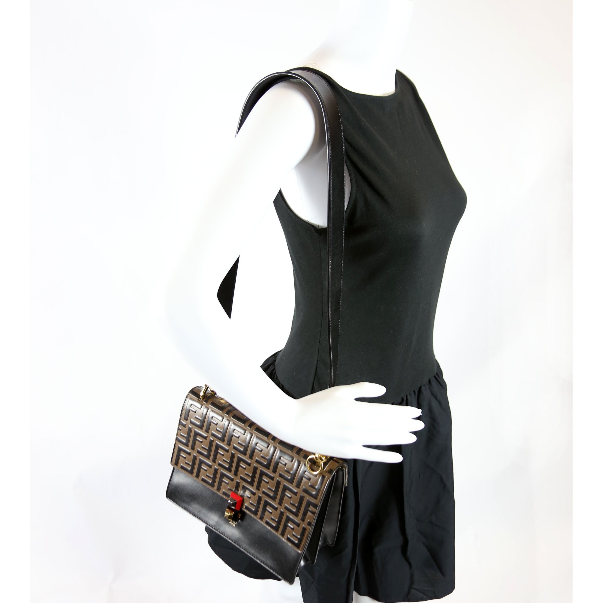 8BT283 Kan I FF Leather Shoulder Bag