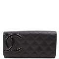 Cambon Ligne Long Flap Wallet Black