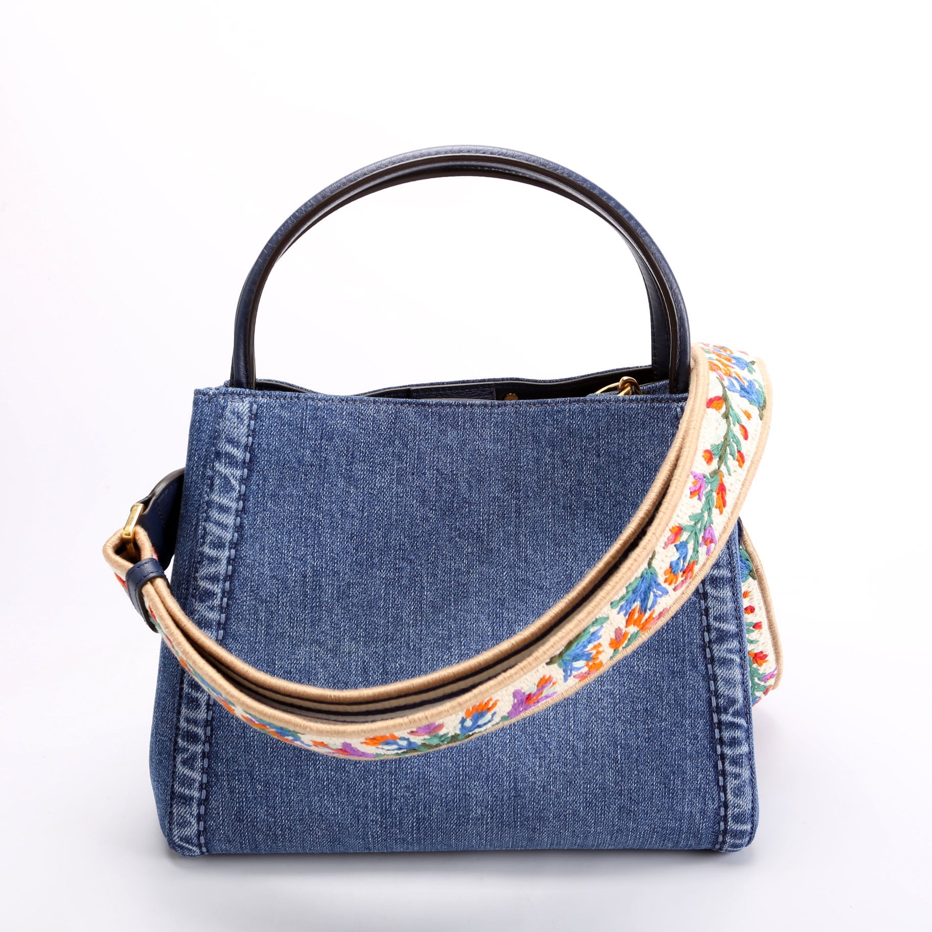 Alltime Medium Denim With Embroidered Strap Blue/Multicolor