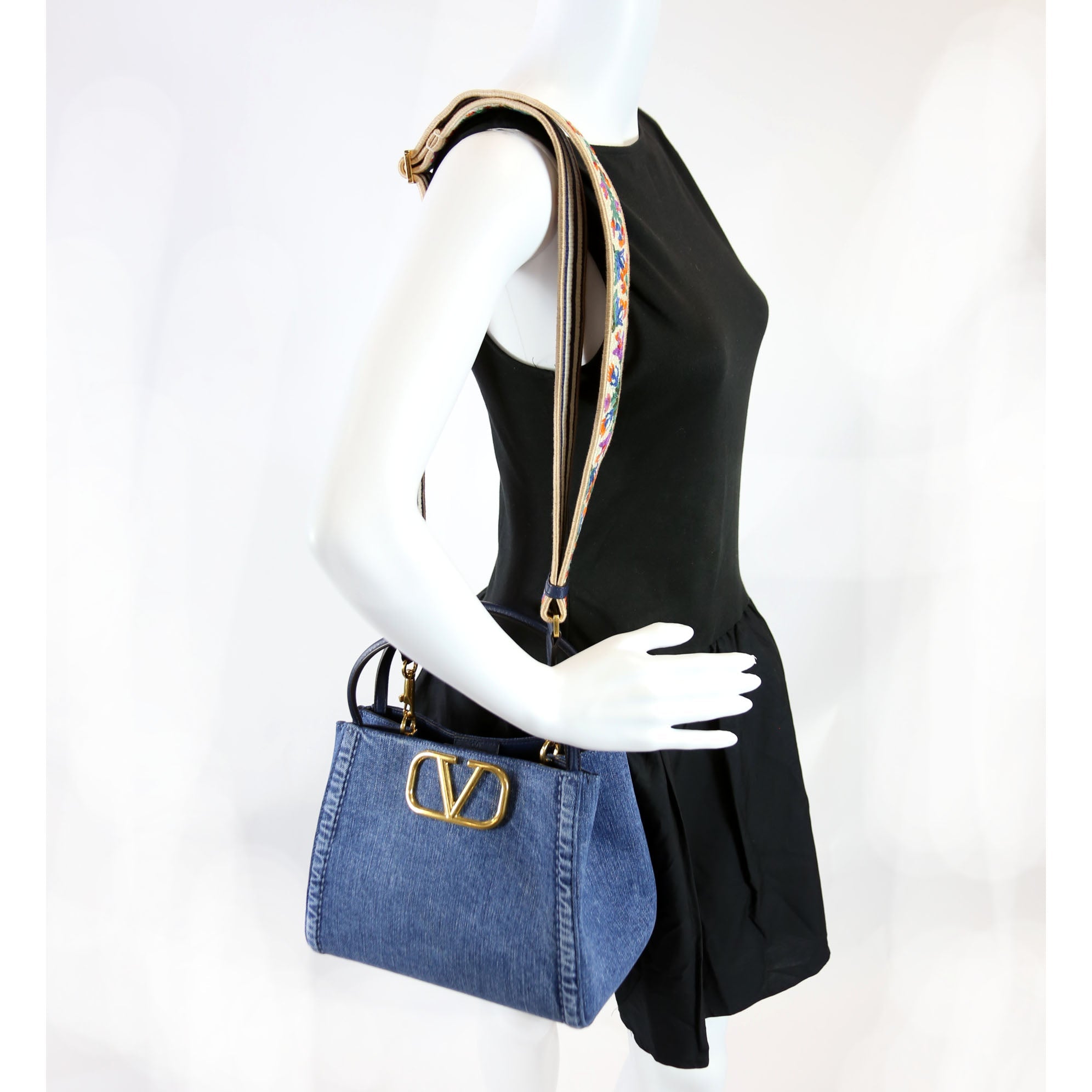 Alltime Medium Denim With Embroidered Strap Blue/Multicolor