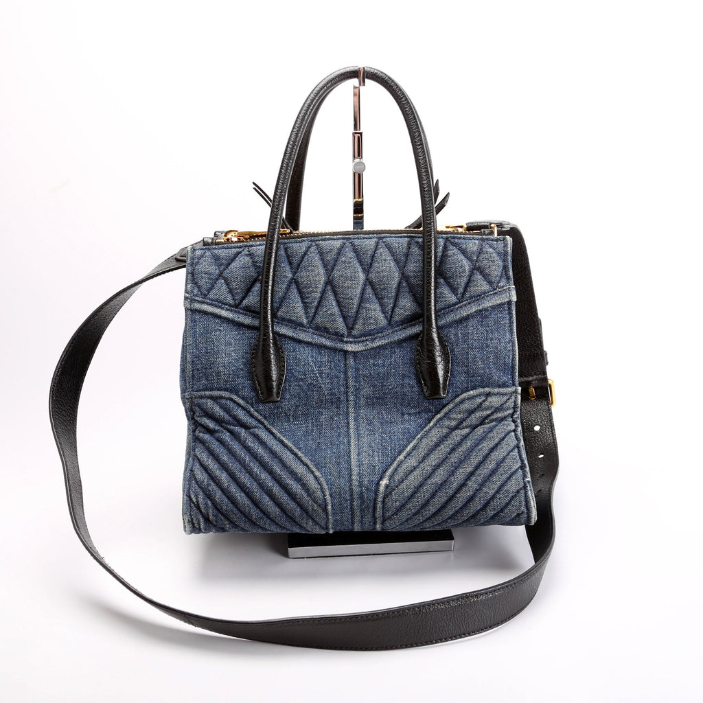 Denim Matelasse Biker Tote Blue/Black