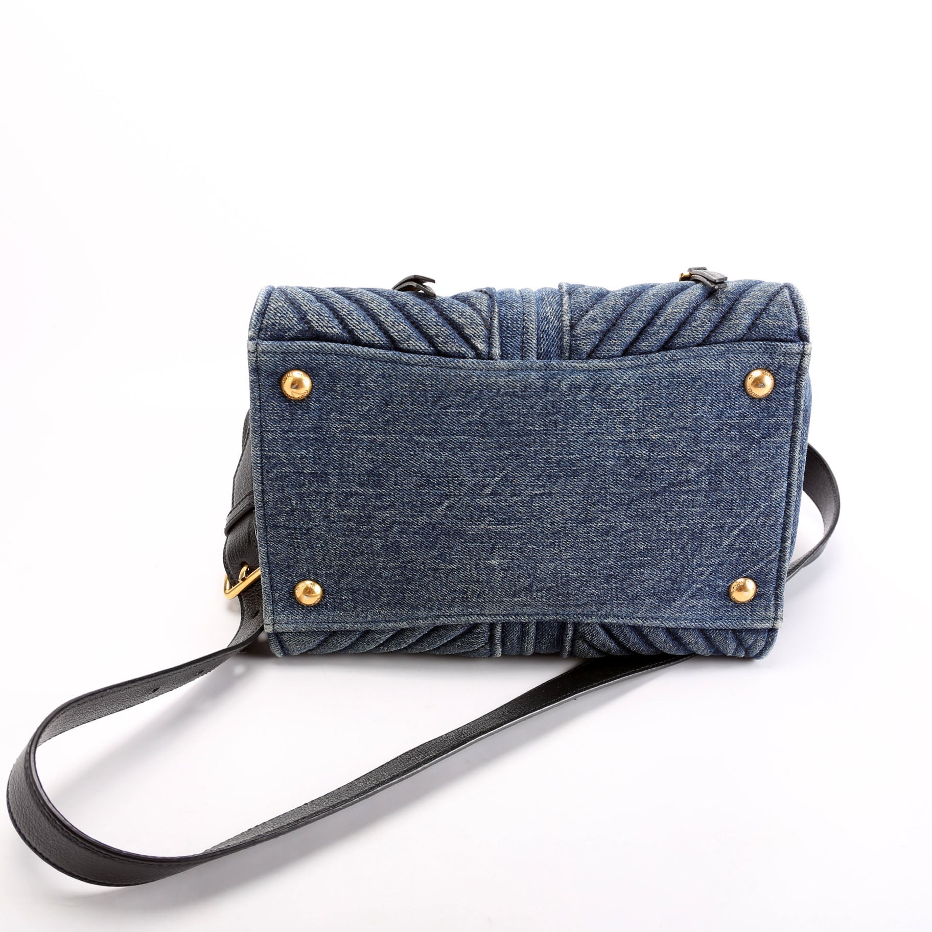 Denim Matelasse Biker Tote Blue/Black