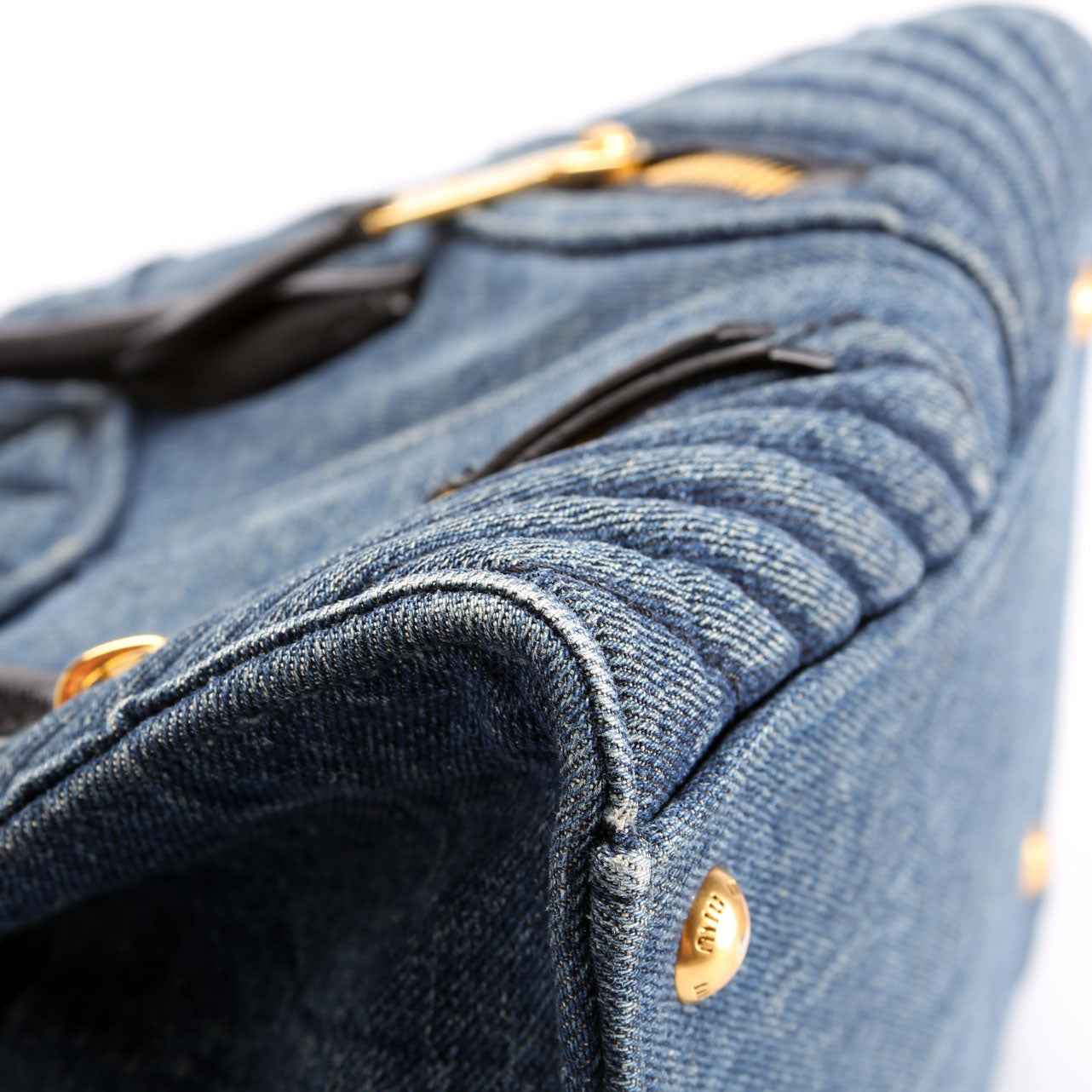 Denim Matelasse Biker Tote Blue/Black