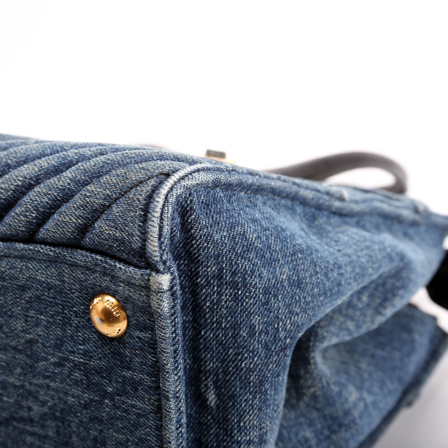 Denim Matelasse Biker Tote Blue/Black