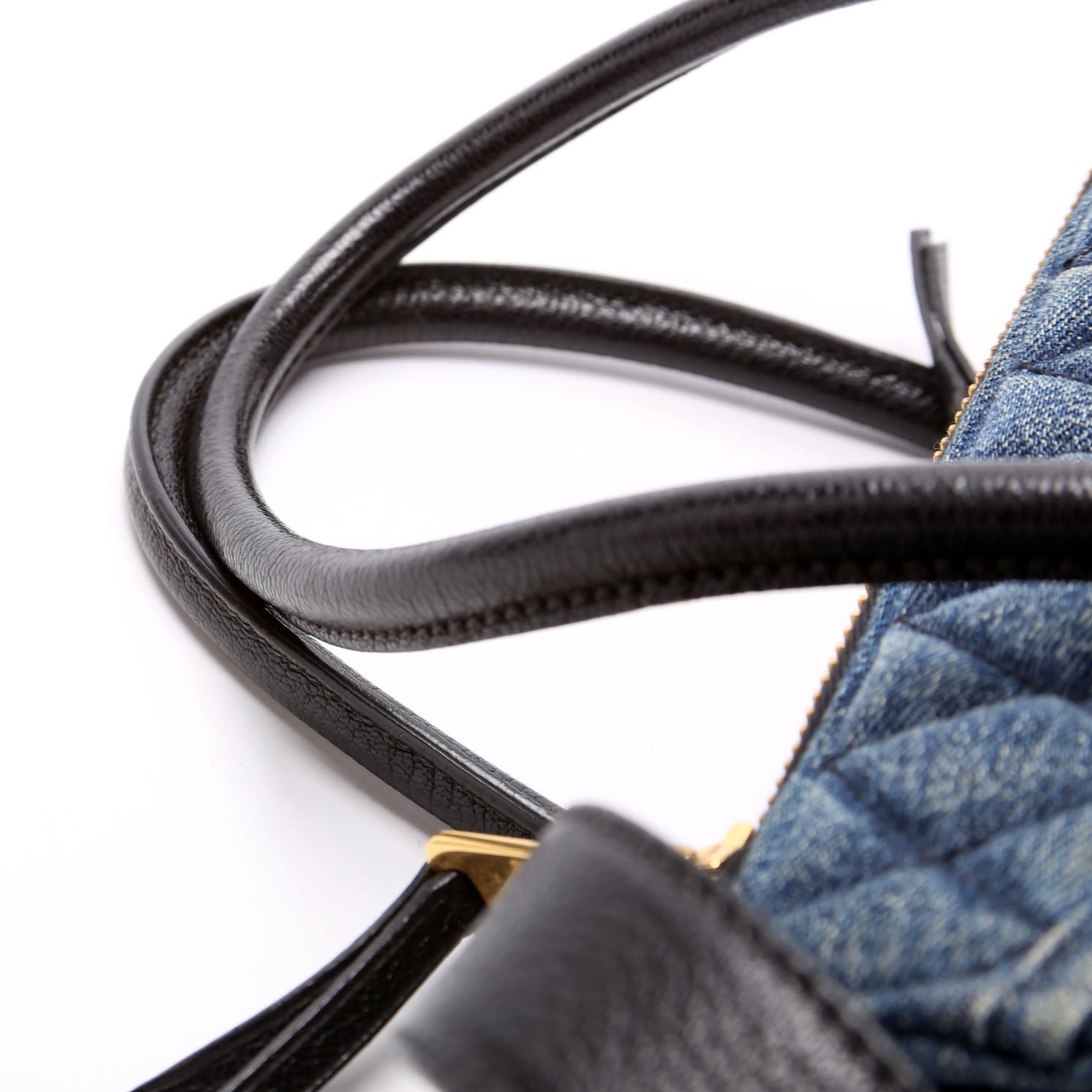 Denim Matelasse Biker Tote Blue/Black