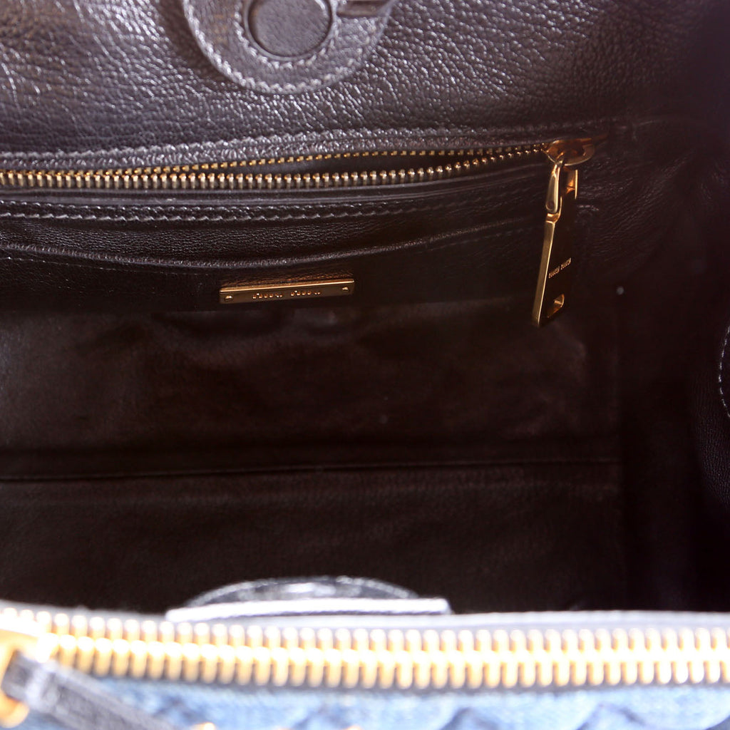 Denim Matelasse Biker Tote Blue/Black