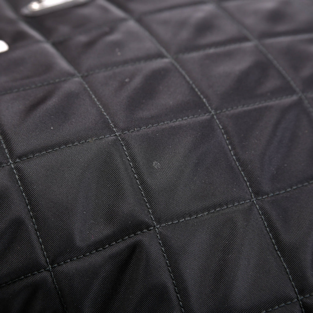 Quilted Nylon Catena Chain Shoulder Bag Black