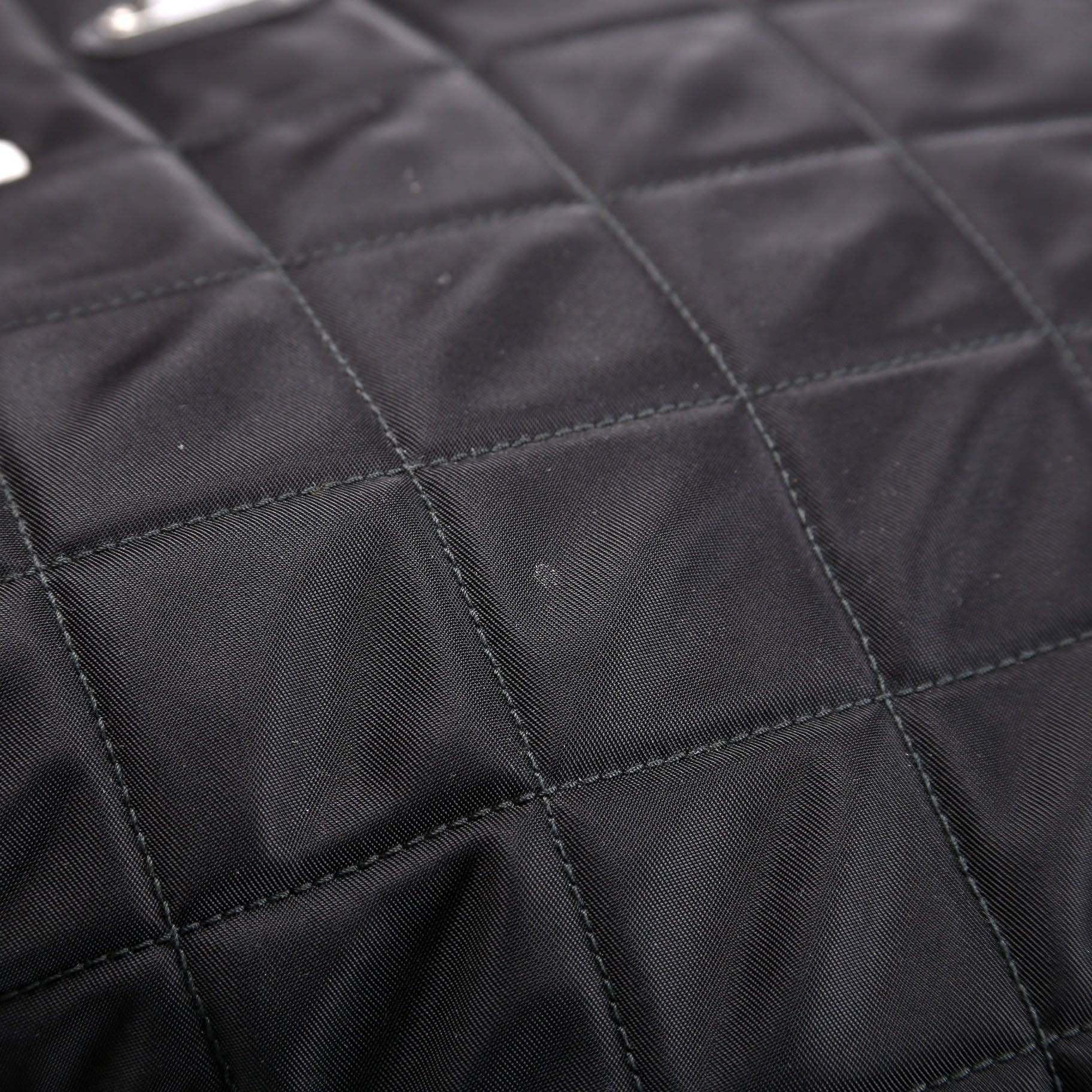 Quilted Nylon Catena Chain Shoulder Bag Black