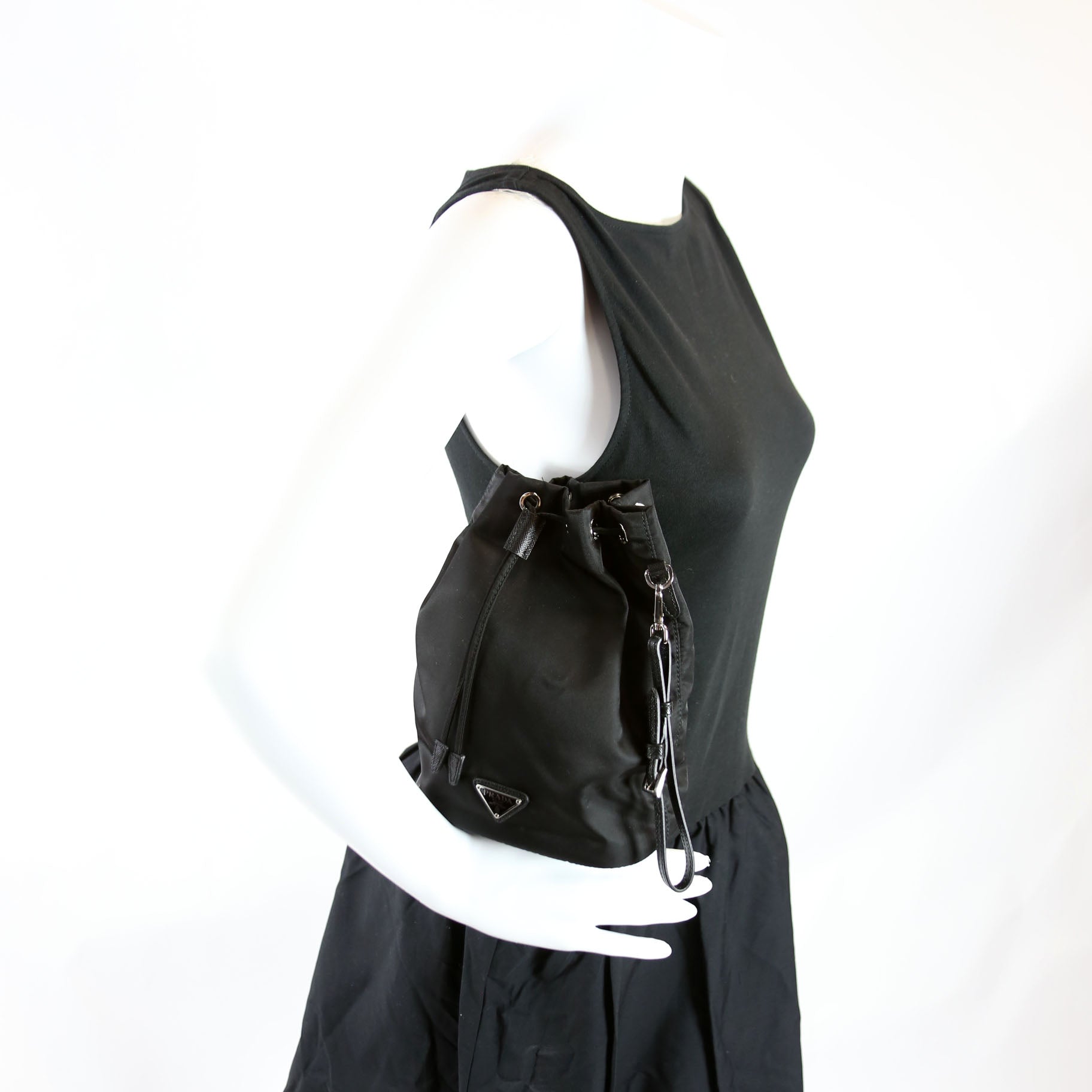 Prada 1NS369 Re-Nylon Drawstring Pouch Black