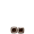 Petite Albion Stud Earrings 5MM Smoky Quartz/Diamonds/925