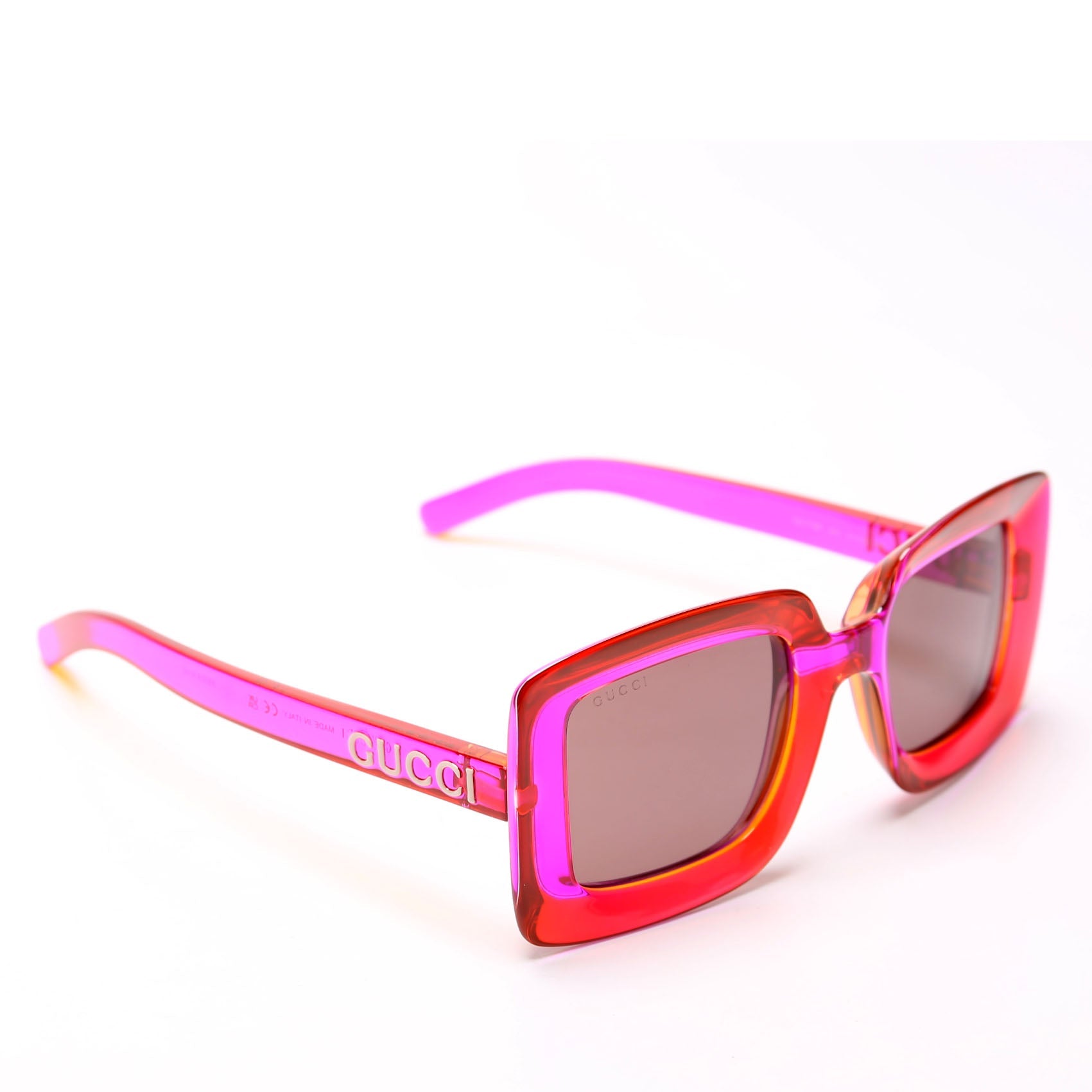 GG1718S Square Transparent Sunglasses Pink/Red