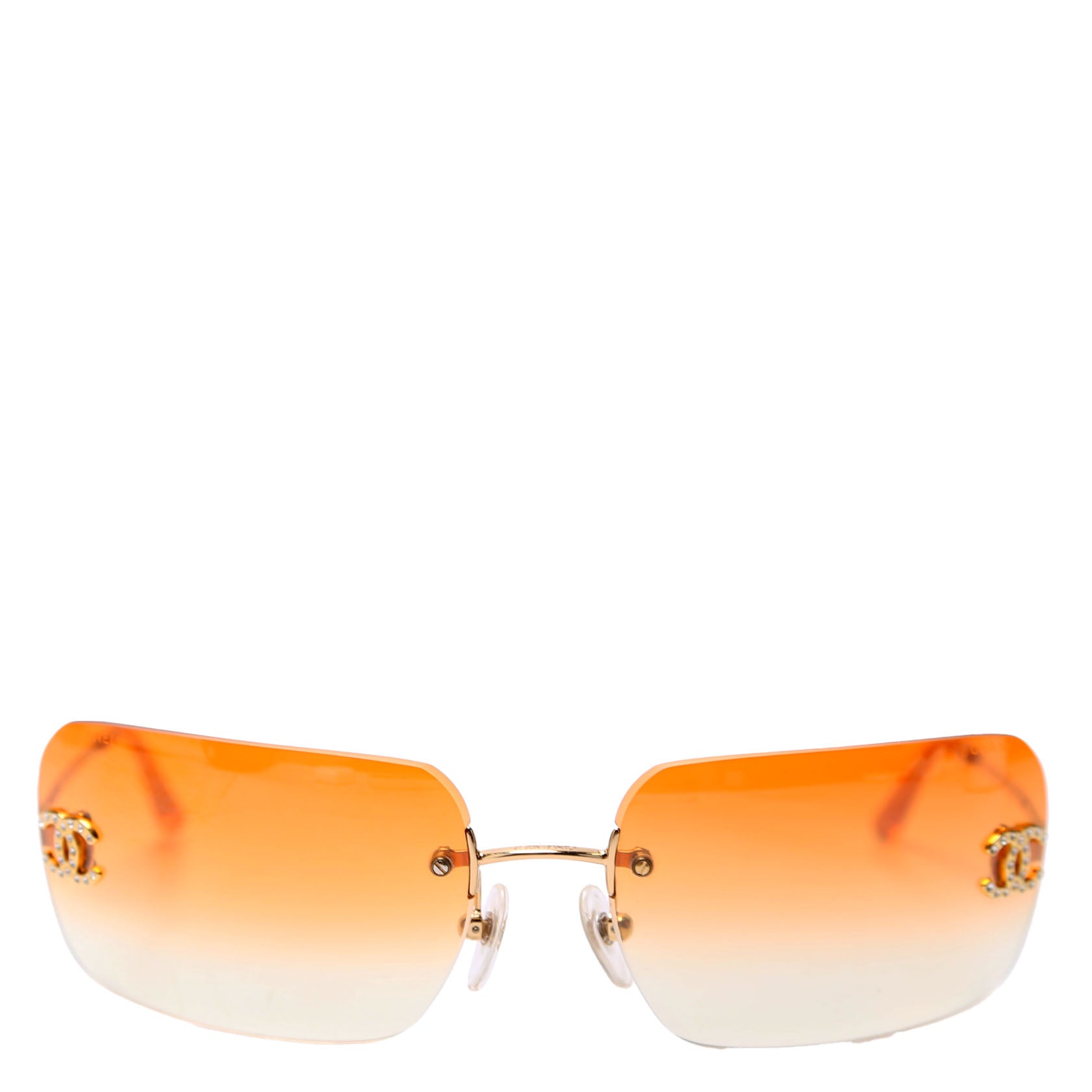 4017 D Rhinestone Logo Sunglasses Orange/Gold
