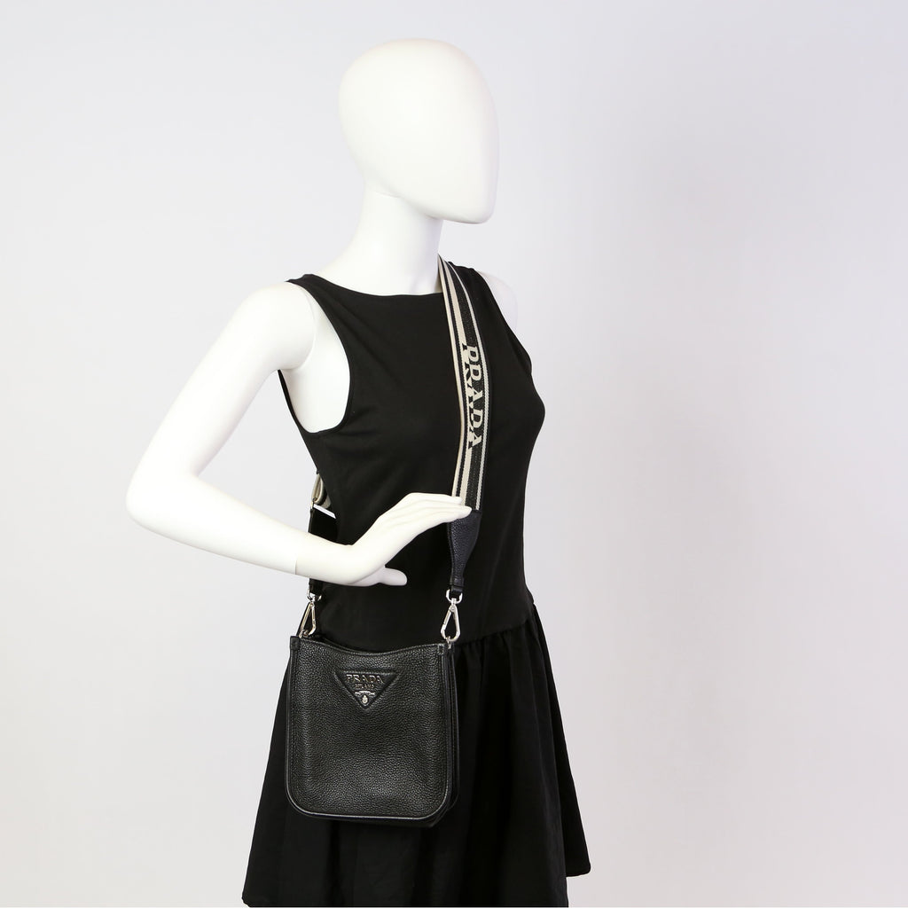 1BH191 Leather Mini Shoulder Bag Black