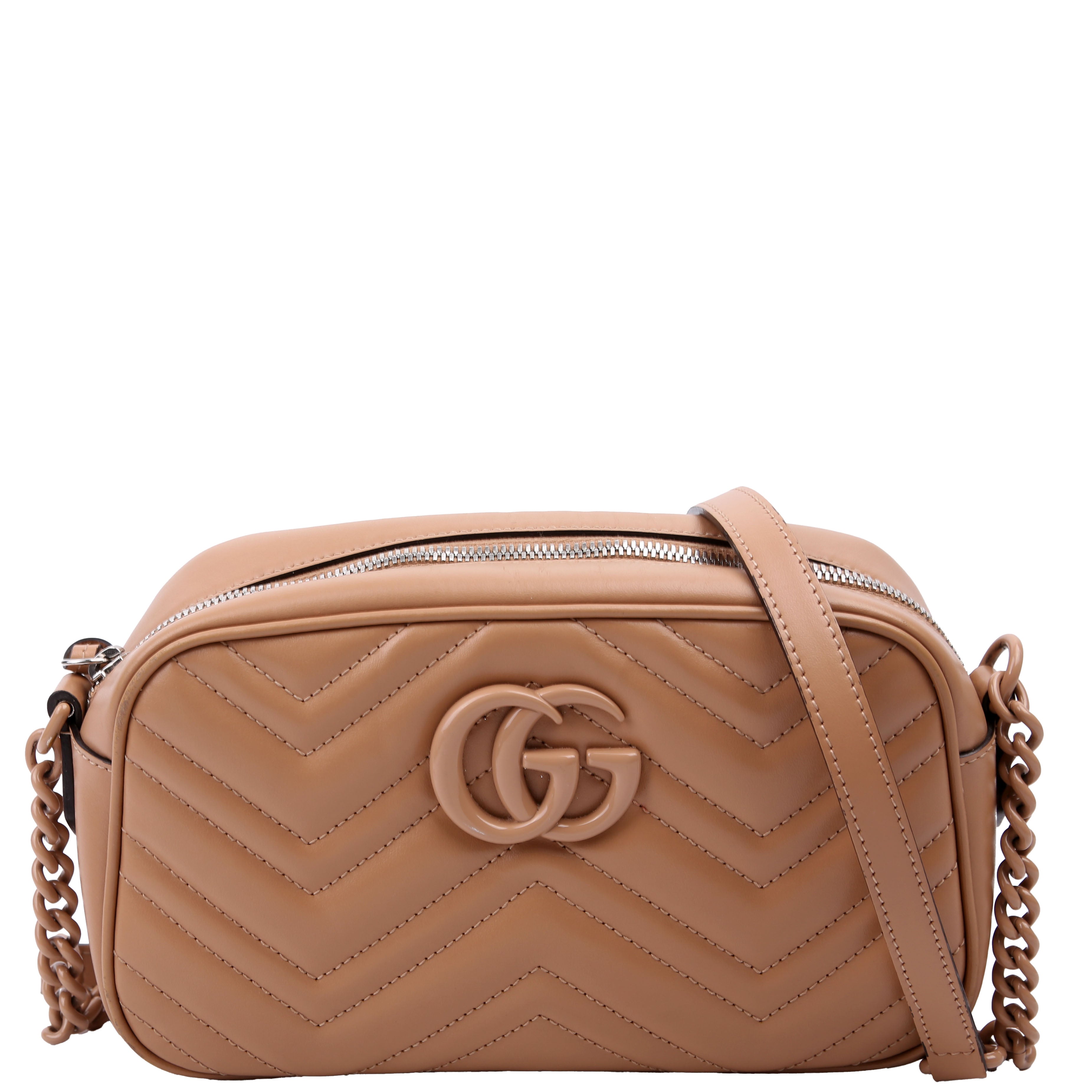 447632 Marmont Small Leather Camera Tan