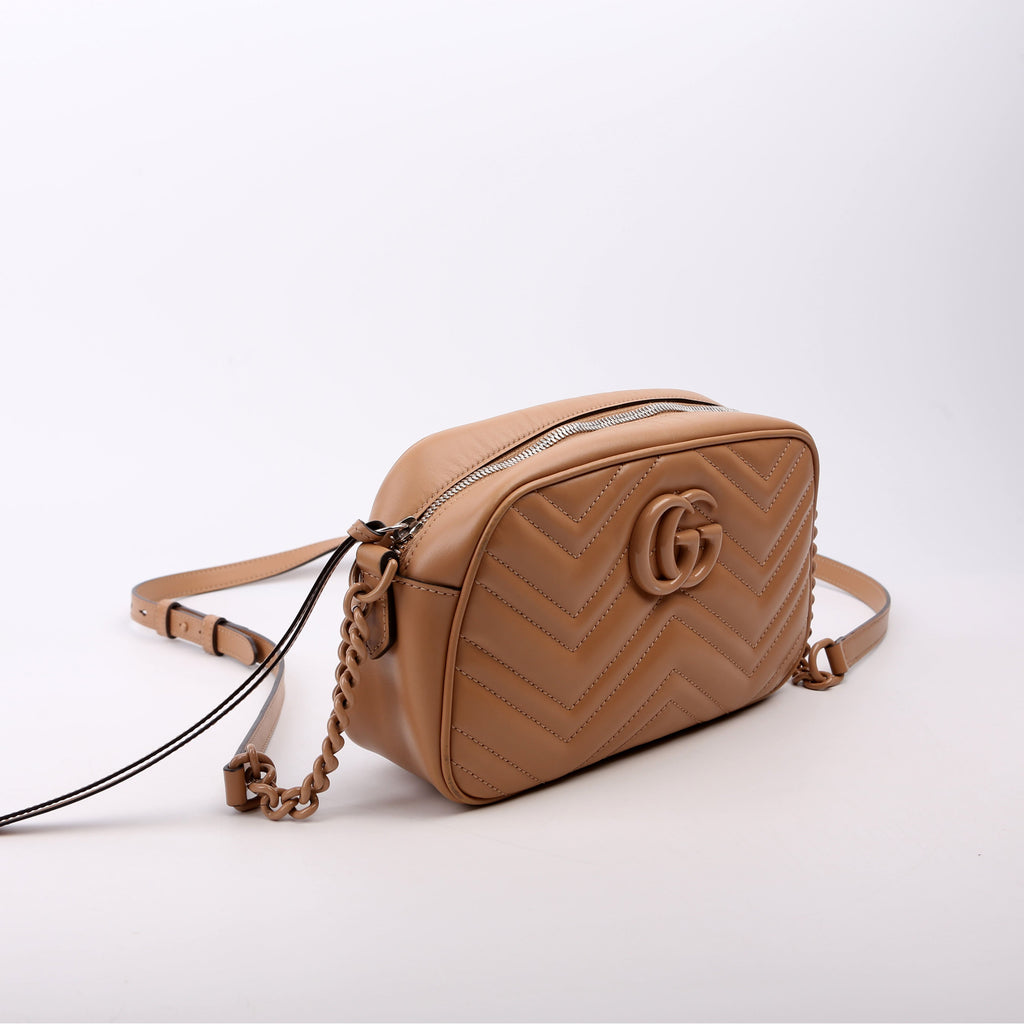447632 Marmont Small Leather Camera Tan