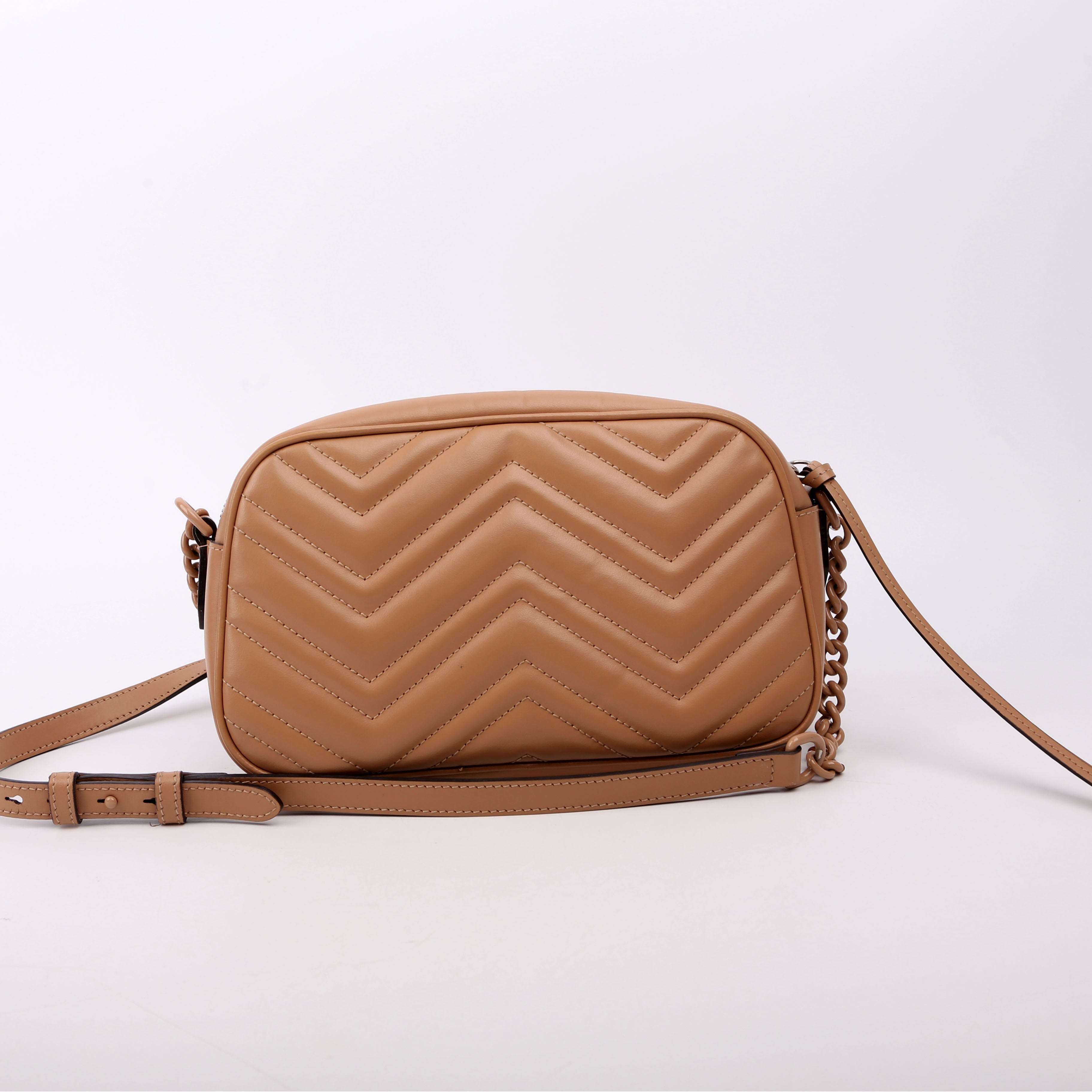 447632 Marmont Small Leather Camera Tan
