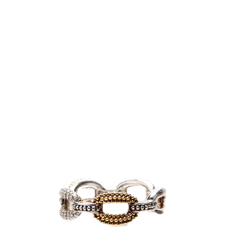 Small Two-Tone Eternity Diamonds 925/750 Size 7