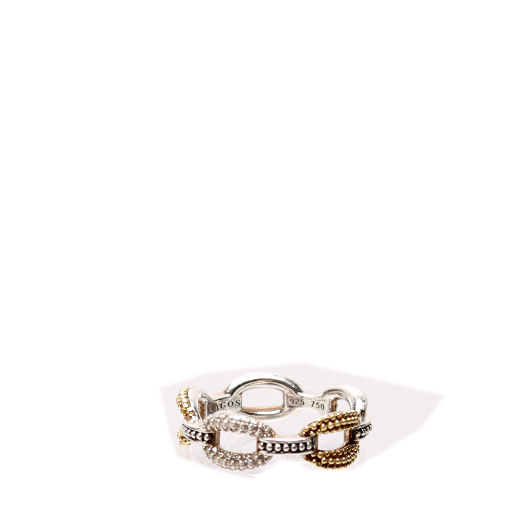 Small Two-Tone Eternity Diamonds 925/750 Size 7