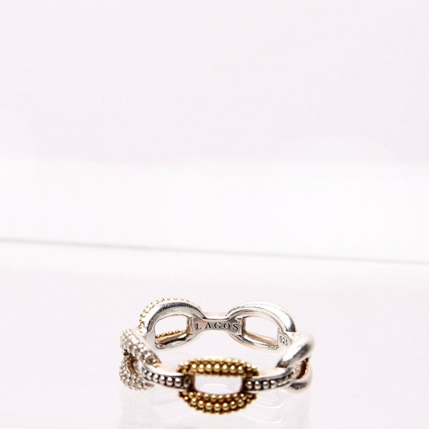 Small Two-Tone Eternity Diamonds 925/750 Size 7