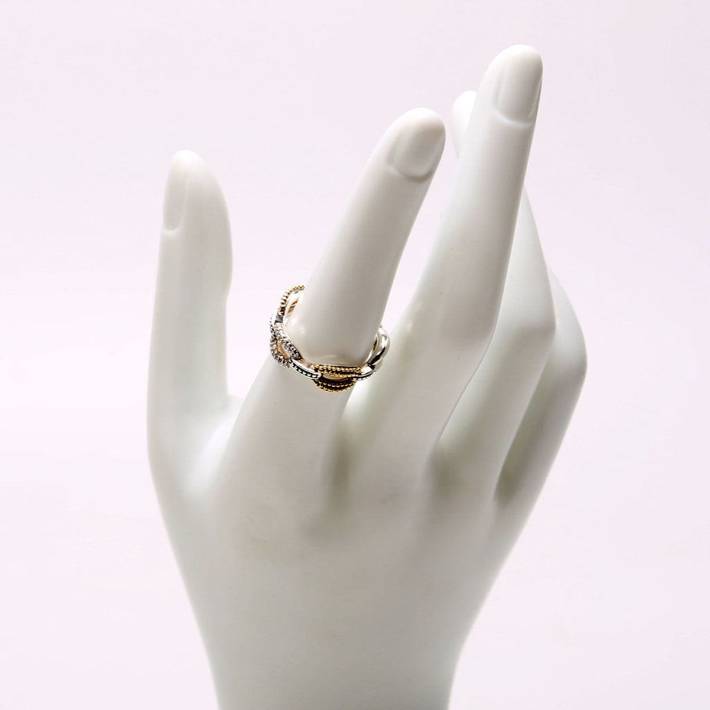 Small Two-Tone Eternity Diamonds 925/750 Size 7
