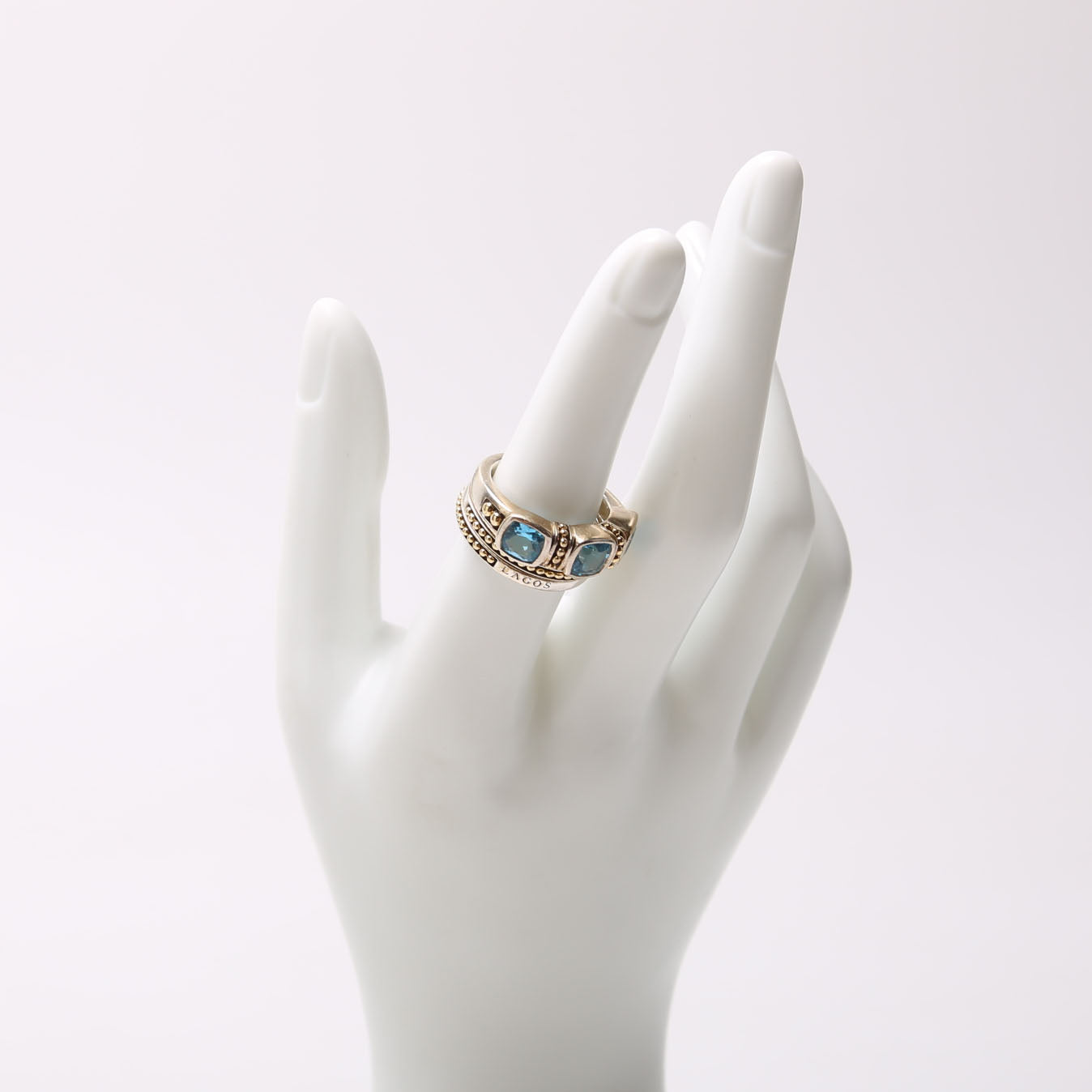 Rittenhouse Swiss Blue Topaz Caviar Stacking Rings 925/750 Size 7