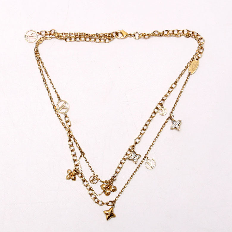 Blooming Strass Necklace Gold