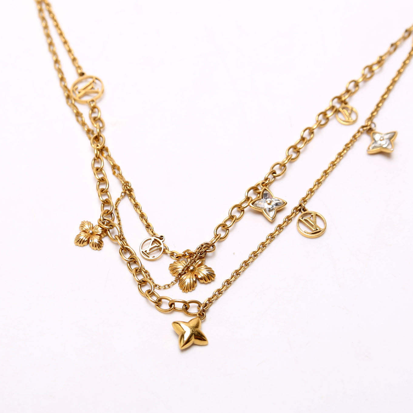 Blooming Strass Necklace Gold