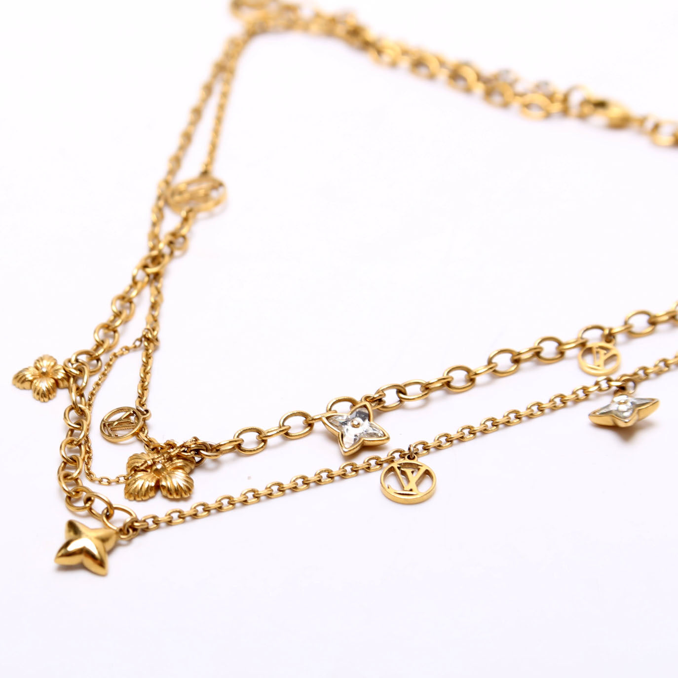 Blooming Strass Necklace Gold