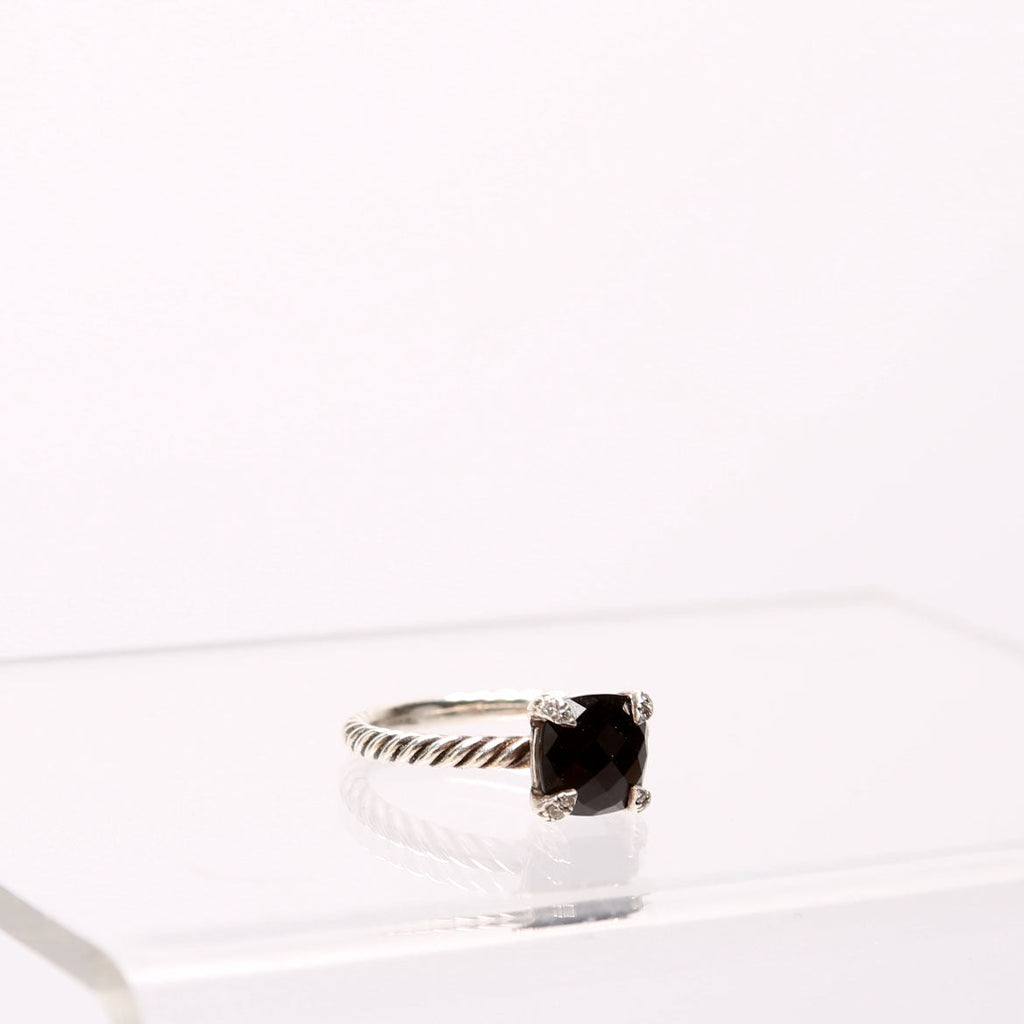 Chatelaine 8MM Ring Size 6 Onyx/925/Pave