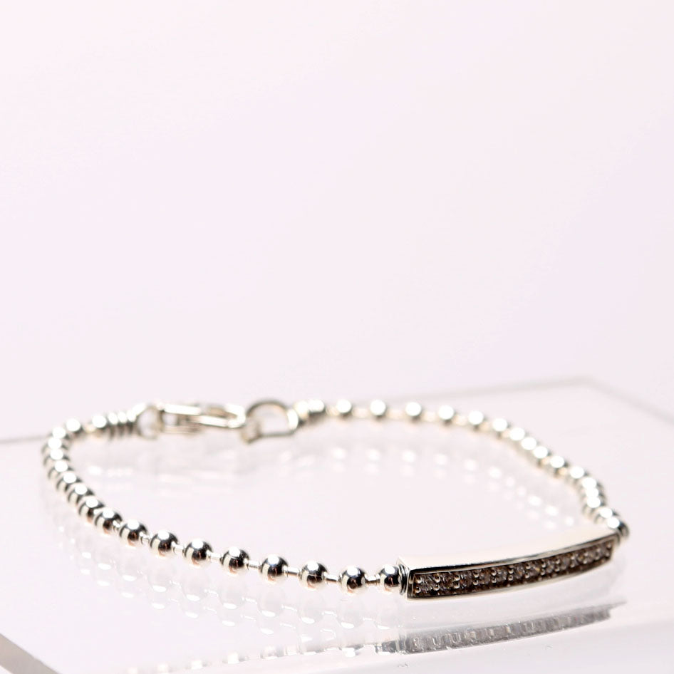 Caviar Spark Beaded 3MM Bracelet Size S 925 With 0.3CT Diamonds