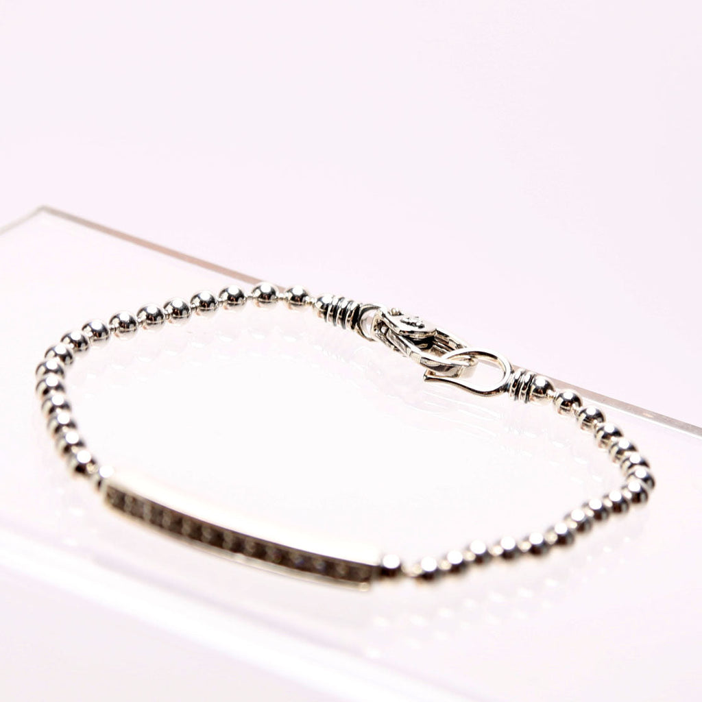 Caviar Spark Beaded 3MM Bracelet Size S 925 With 0.3CT Diamonds