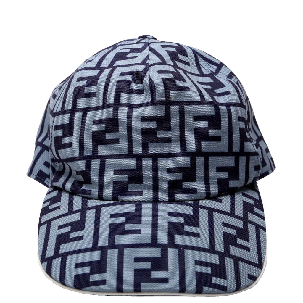 Fendi FXQ768 Zucca Baseball Cap Hat Size 58 Navy