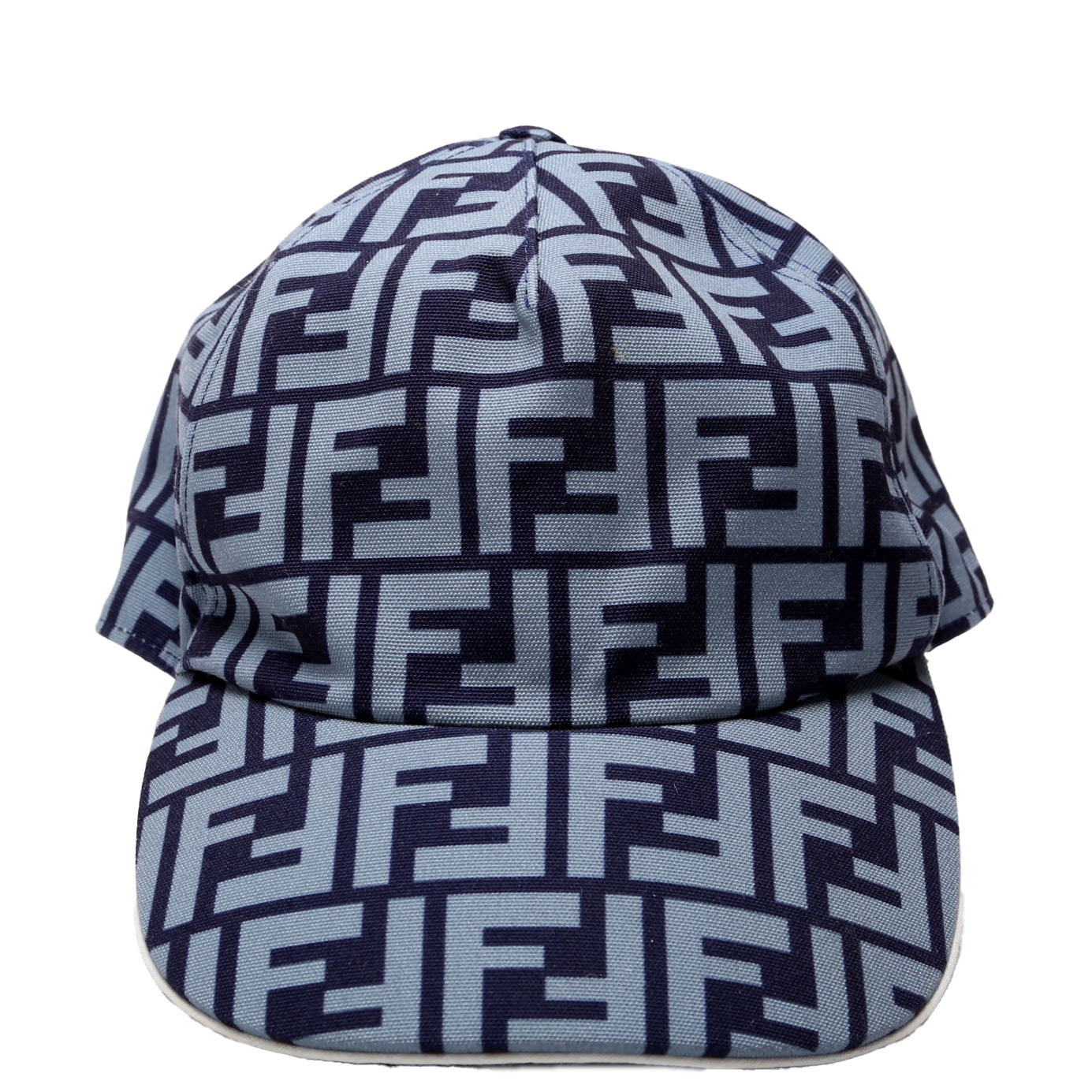 Fendi FXQ768 Zucca Baseball Cap Hat Size 58 Navy