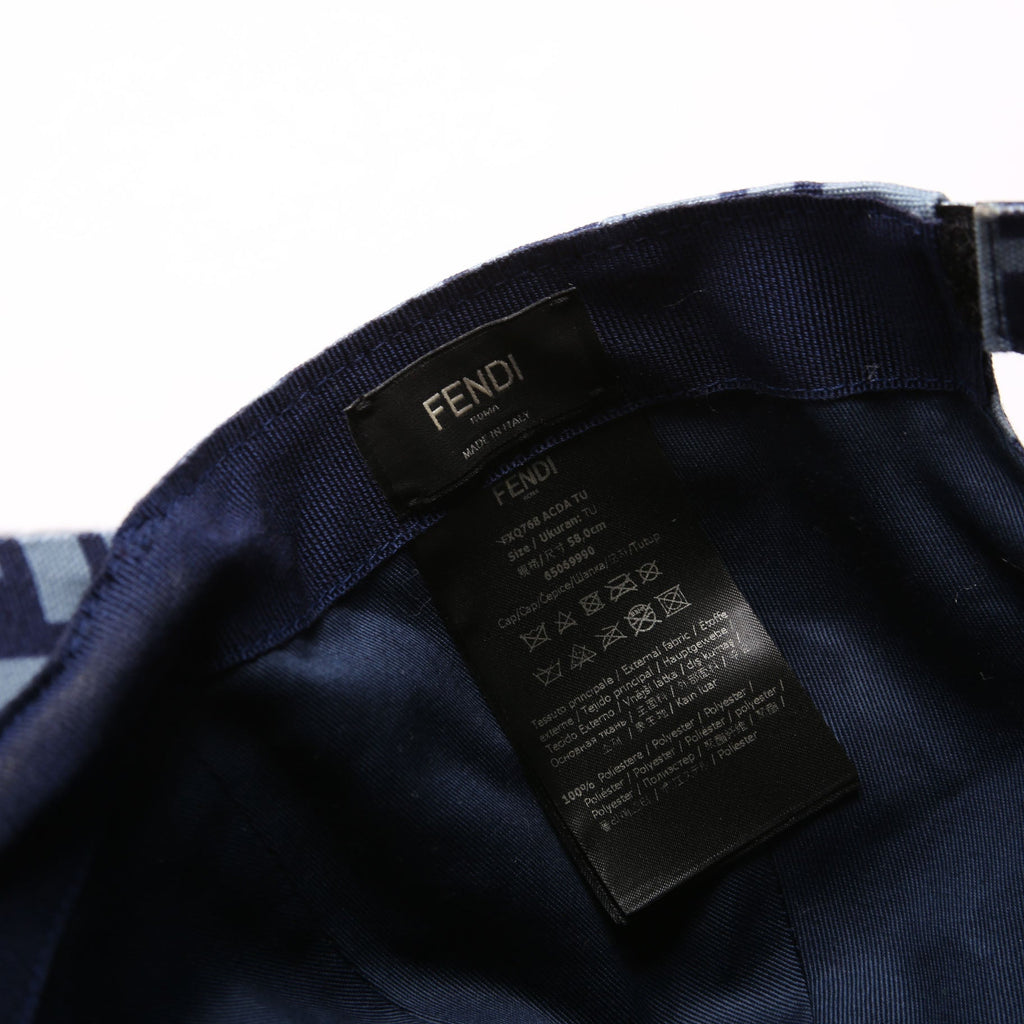 Fendi FXQ768 Zucca Baseball Cap Hat Size 58 Navy