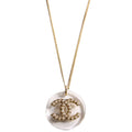 Clear Resin And Pearl CC Pendant Necklace Pearl/Gold