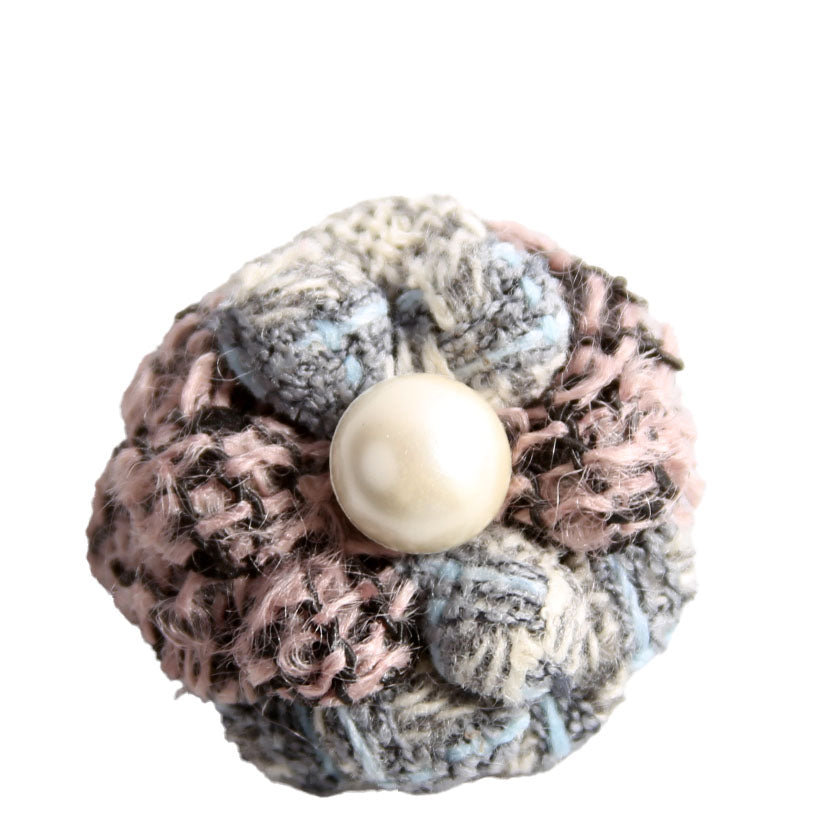 Camellia Pearl Tweed Brooch