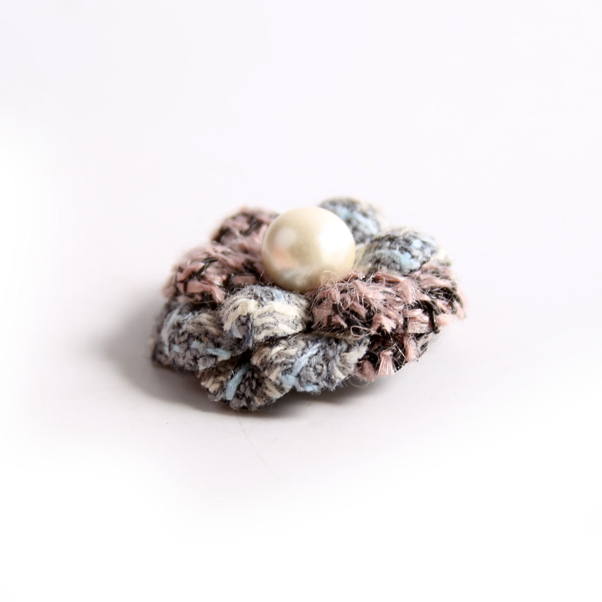 Camellia Pearl Tweed Brooch