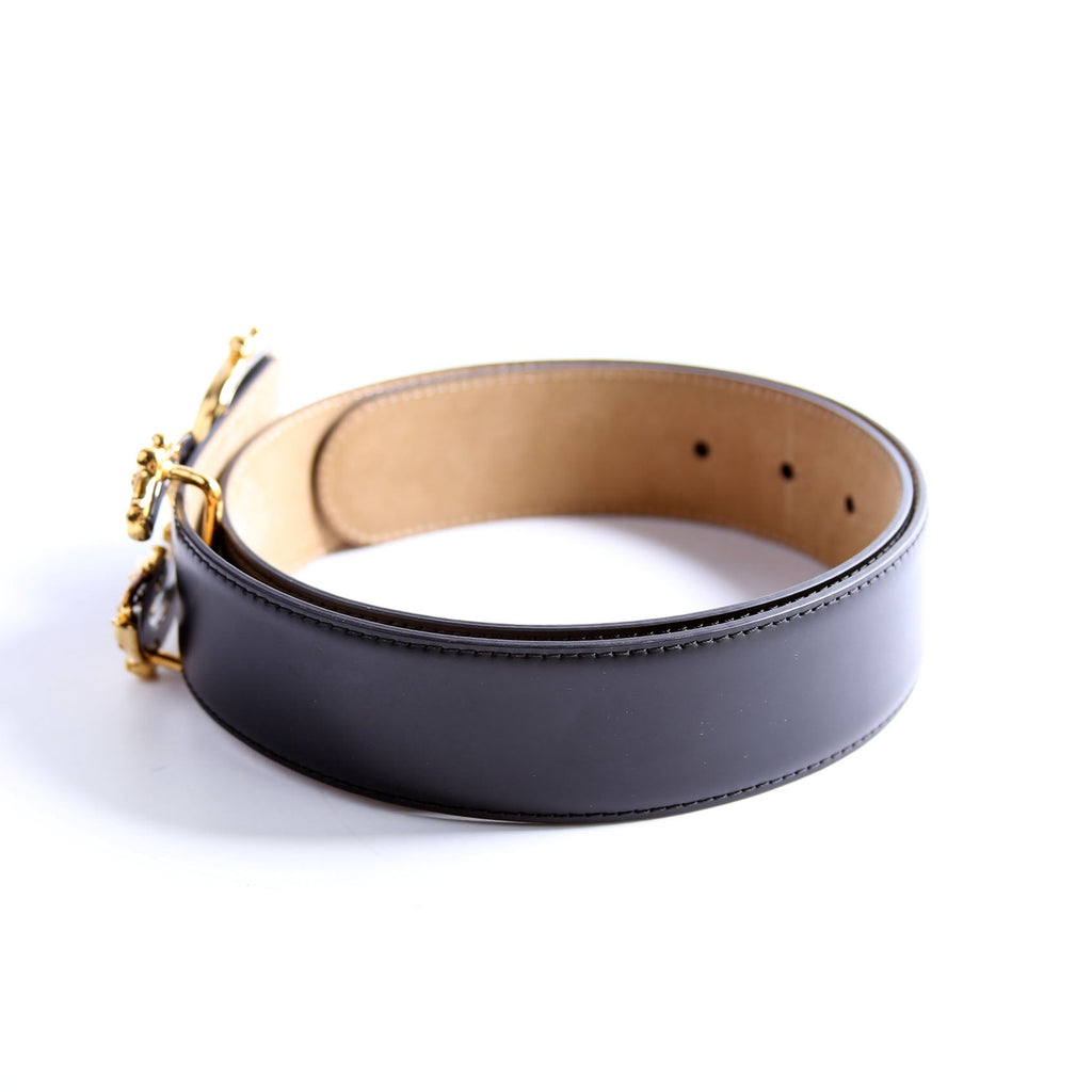 BE1517 Baroque Logo Leather Belt Size 80/32 Black