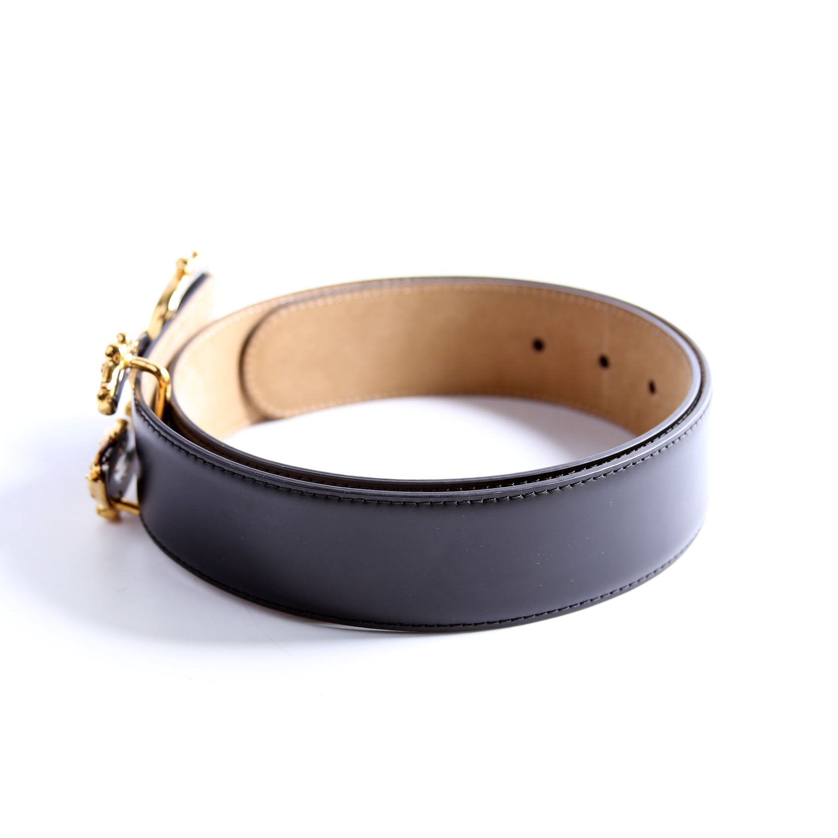 BE1517 Baroque Logo Leather Belt Size 80/32 Black