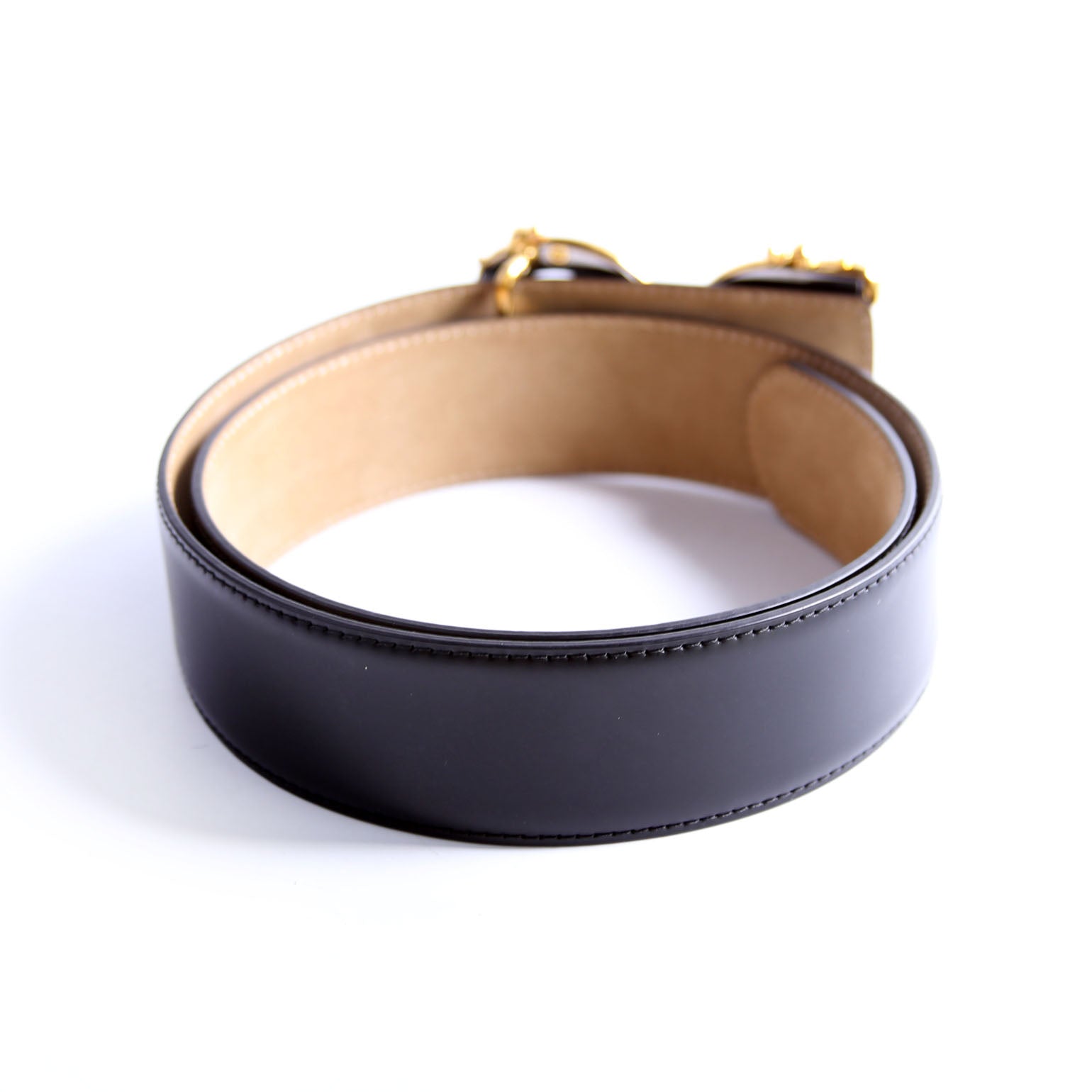BE1517 Baroque Logo Leather Belt Size 80/32 Black