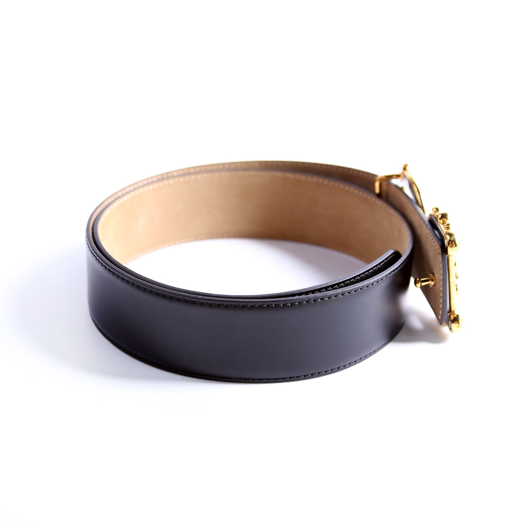 BE1517 Baroque Logo Leather Belt Size 80/32 Black