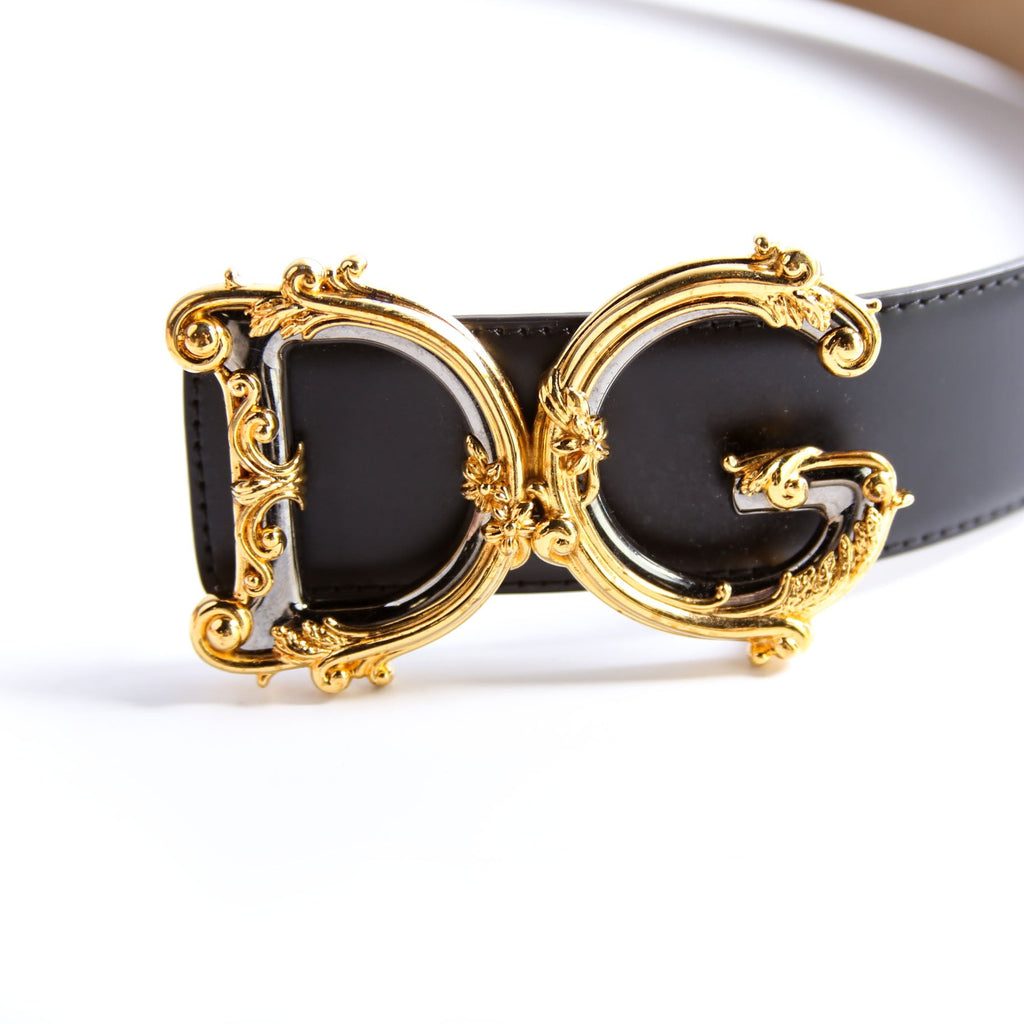 BE1517 Baroque Logo Leather Belt Size 80/32 Black