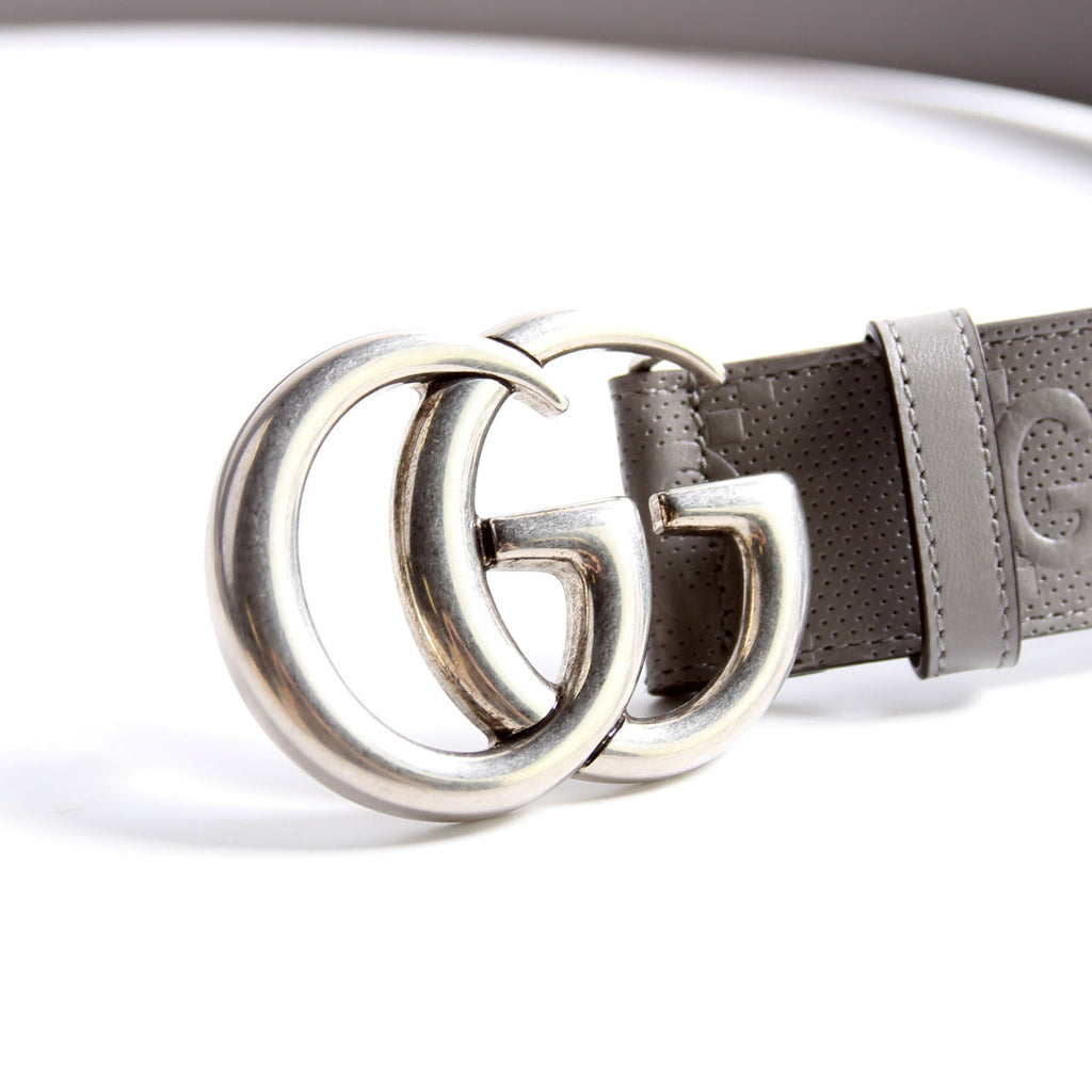 406831 GG Marmont Embossed Belt Size 100/40 Grey