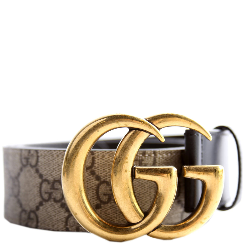 Gucci 400593 Marmont GG Supreme Belt Size 100/40 Beige/Black