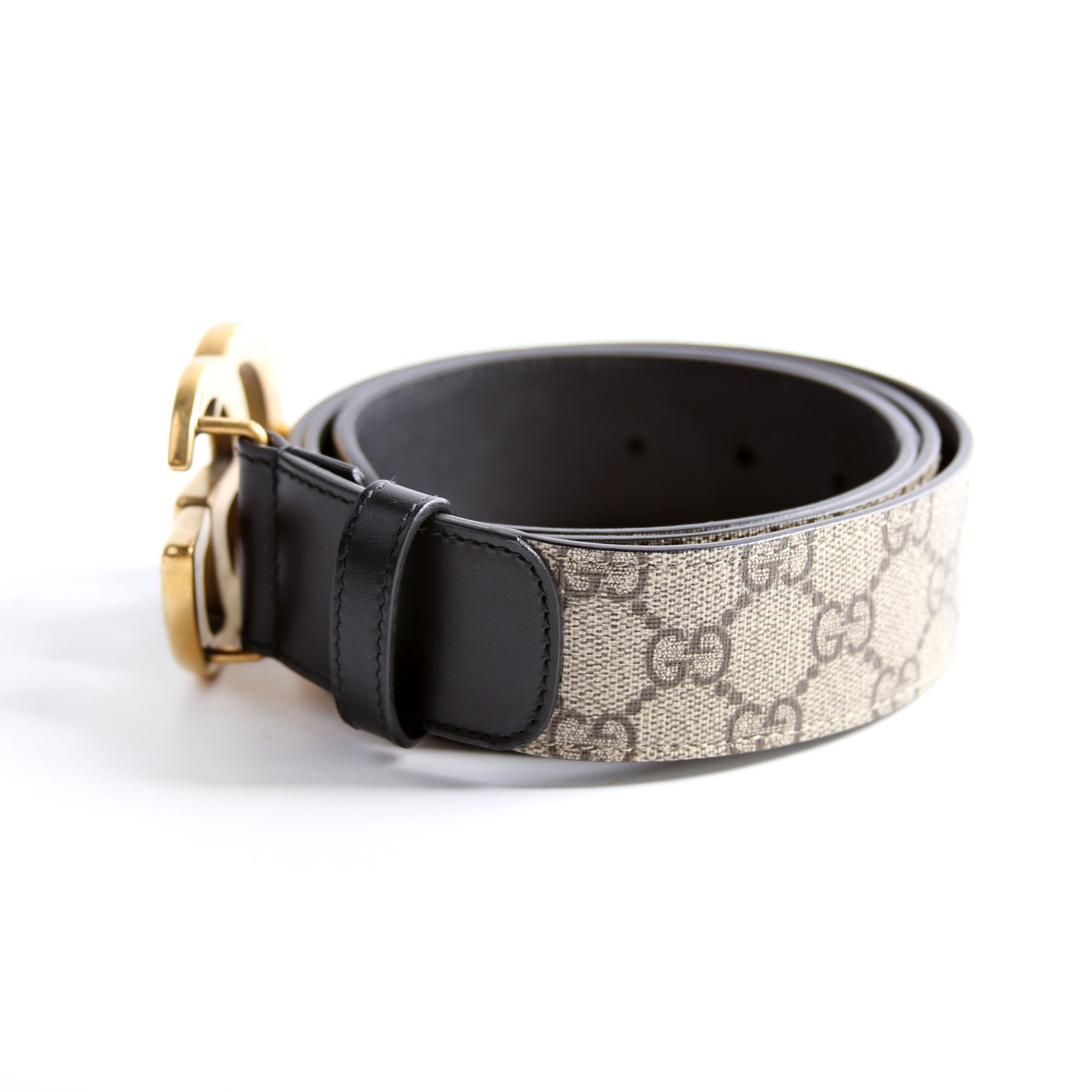 Gucci 400593 Marmont GG Supreme Belt Size 100/40 Beige/Black