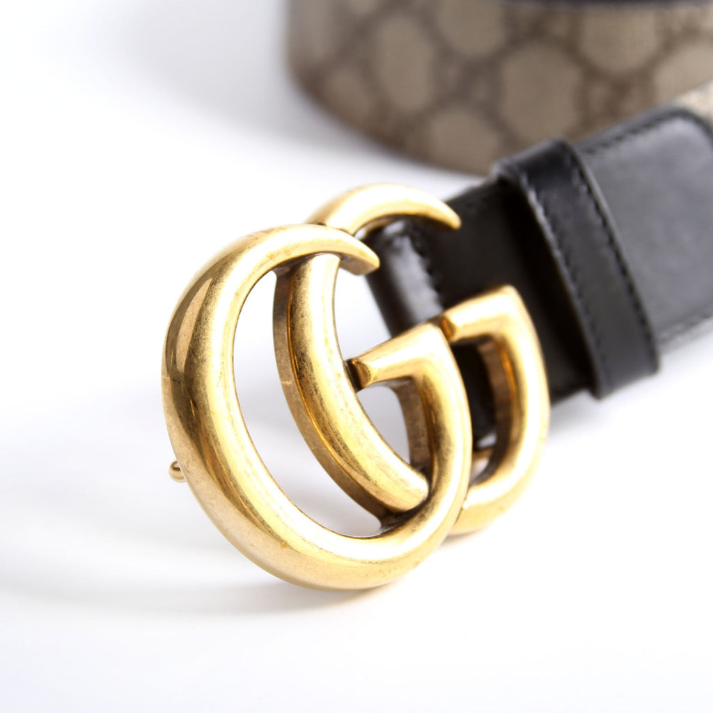Gucci 400593 Marmont GG Supreme Belt Size 100/40 Beige/Black